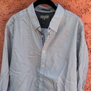 Mens Ted Baker London White Chain Mail Print Button Down Shirt, XXL/7